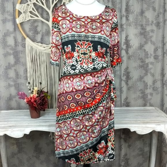 Olivia Matthews abstract print wrap dress - Picture 1 of 9